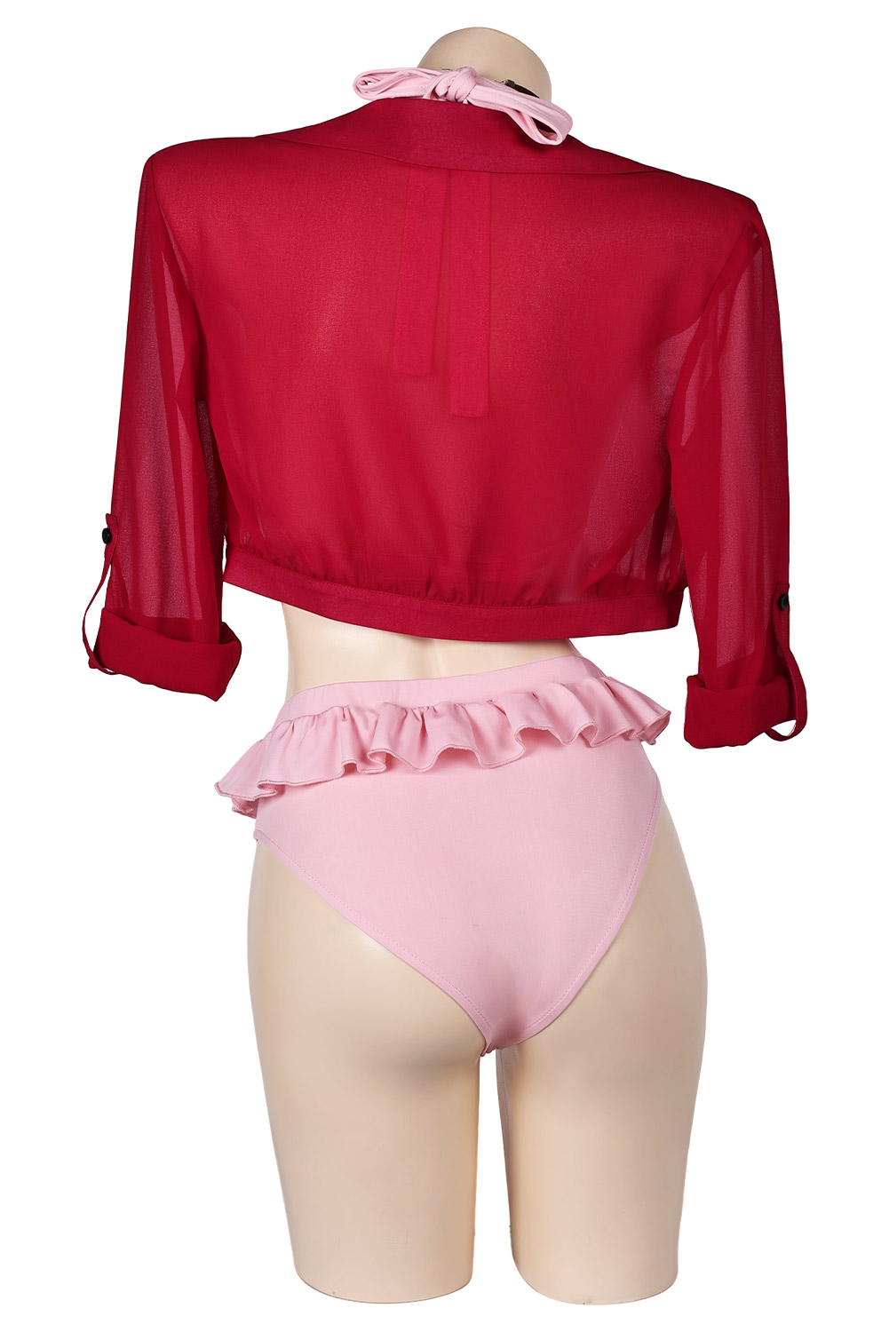 Game Final Fantasy VII Aerith Gainsborough 4 Piece Set Bikinis Swimsuit Outfits Halloween Carnival Suit Cosplay Costume Original Design