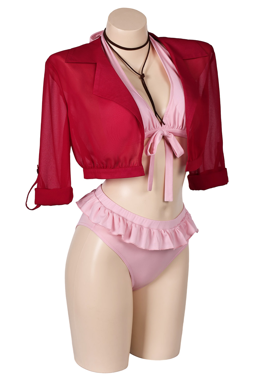 Game Final Fantasy VII Aerith Gainsborough 4 Piece Set Bikinis Swimsuit Outfits Halloween Carnival Suit Cosplay Costume Original Design