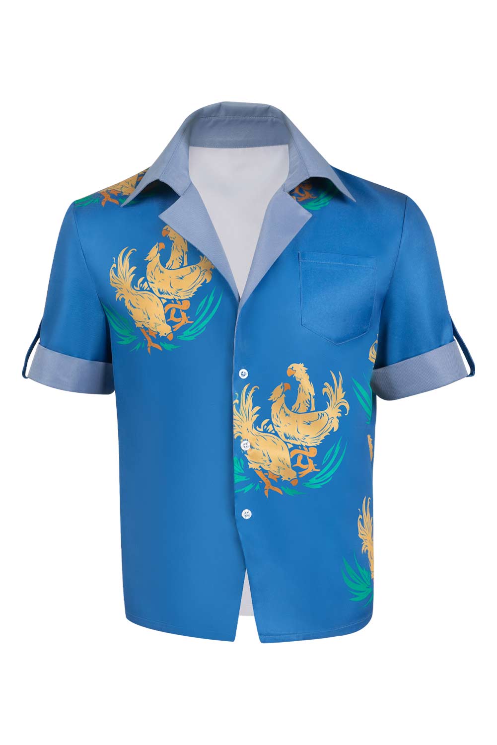 Game Final Fantasy VII Cloud Strife Cloud Chocobo Printed Blue Beach Shirt Outfits Halloween Carnival Suit Cosplay Costume