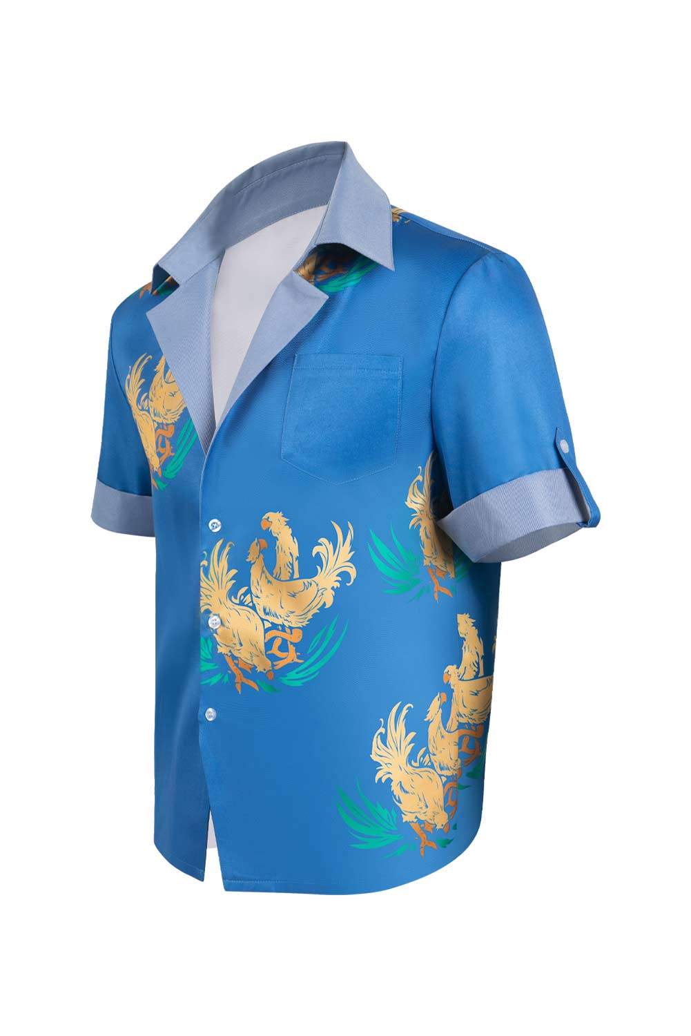 Game Final Fantasy VII Cloud Strife Cloud Chocobo Printed Blue Beach Shirt Outfits Halloween Carnival Suit Cosplay Costume