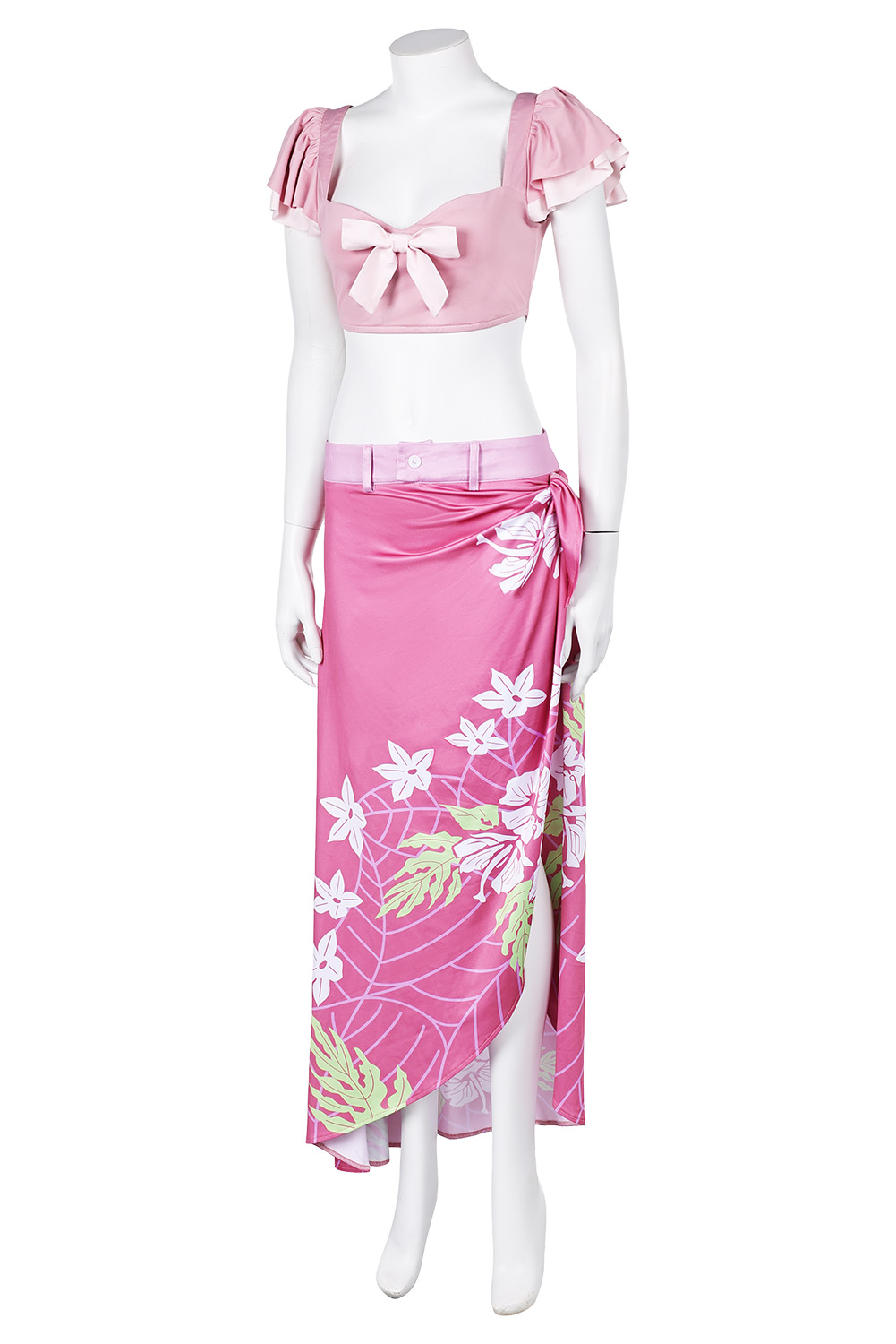 Game Final Fantasy VII Rebirth Aerith Gainsborough Printed Sunscreen Beach Skirt Set Outfits Halloween Carnival Suit Cosplay Costume