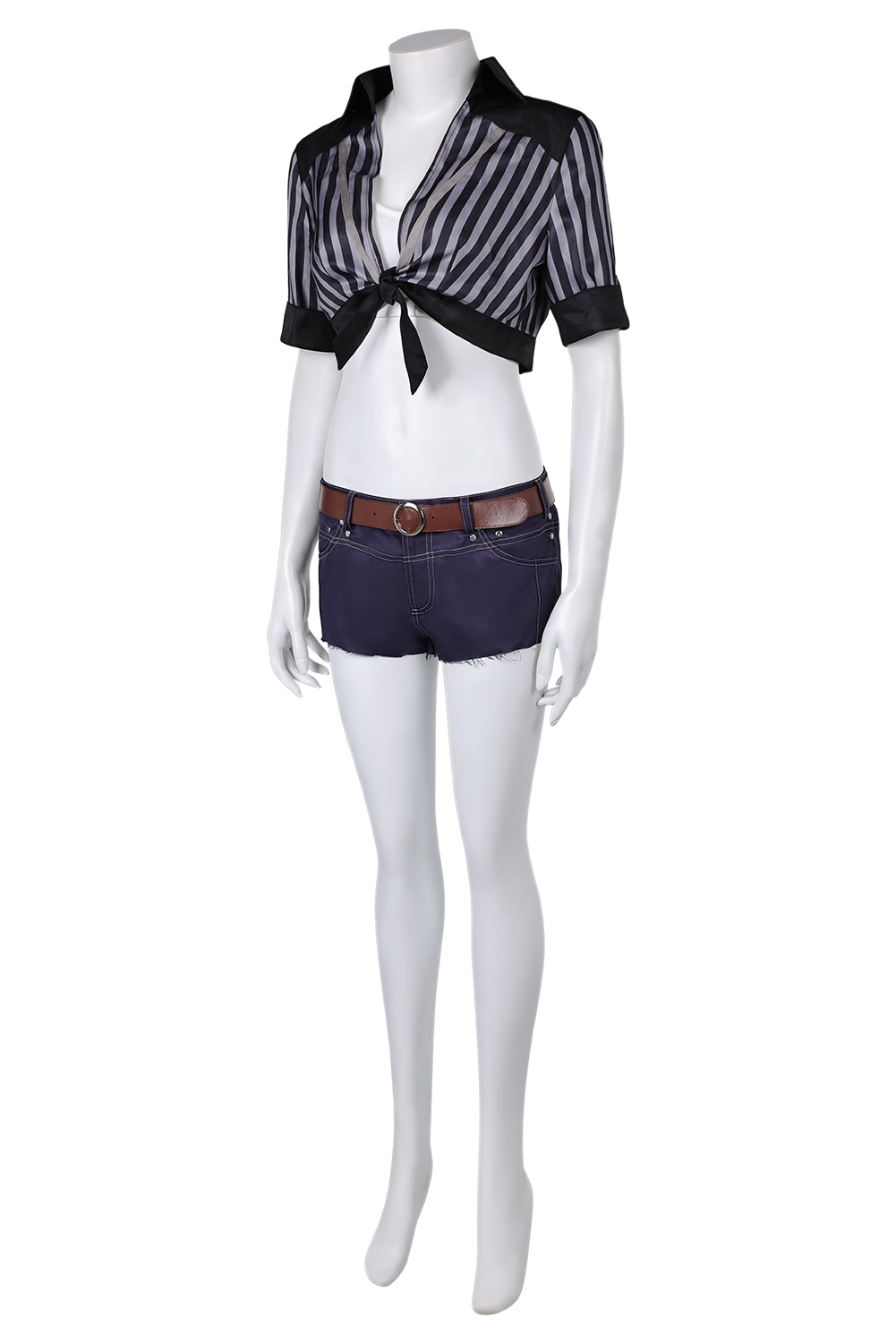 Game Final Fantasy VII Rebirth Tifa Lockhart Black Striped Sunscreen Swimsuit Outfits Halloween Carnival Suit Cosplay Costume