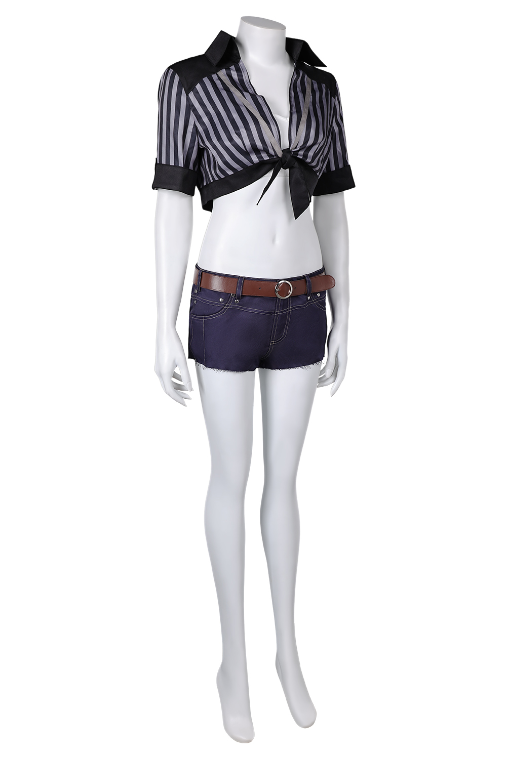 Game Final Fantasy VII Rebirth Tifa Lockhart Black Striped Sunscreen Swimsuit Outfits Halloween Carnival Suit Cosplay Costume