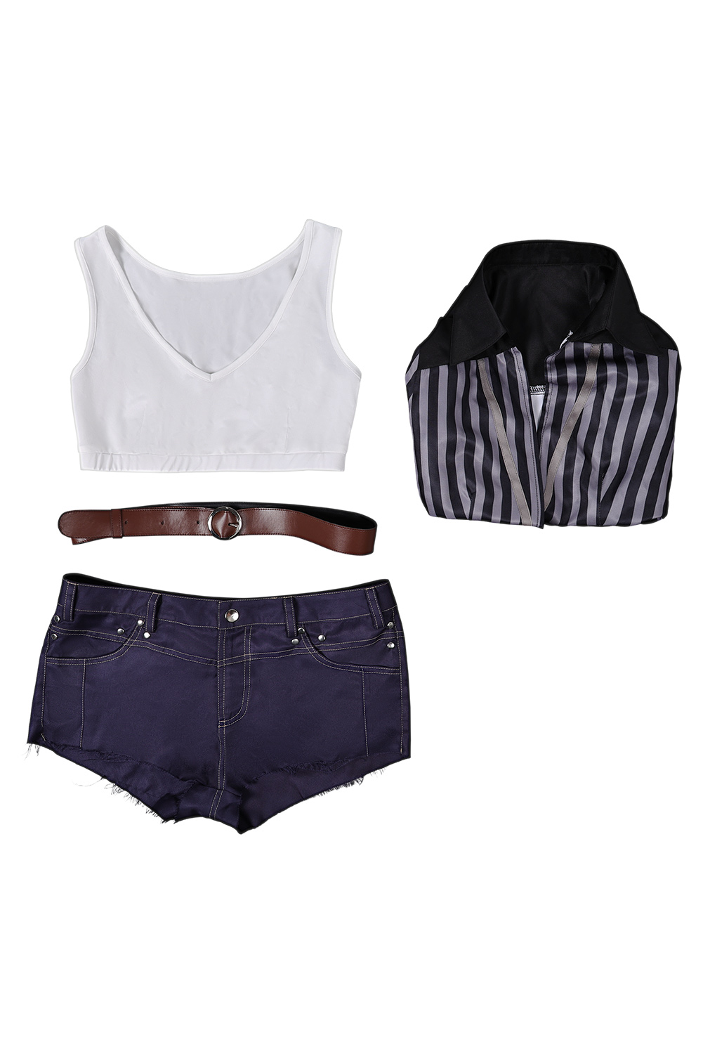 Game Final Fantasy VII Rebirth Tifa Lockhart Black Striped Sunscreen Swimsuit Outfits Halloween Carnival Suit Cosplay Costume