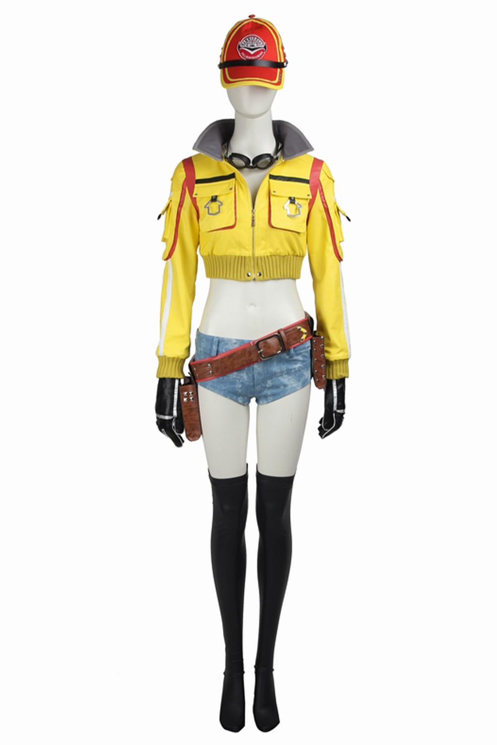 Game Final Fantasy XV Cindy Aurum Women Yellow Full Set Outfits Halloween Carnival Suit Cosplay Costume