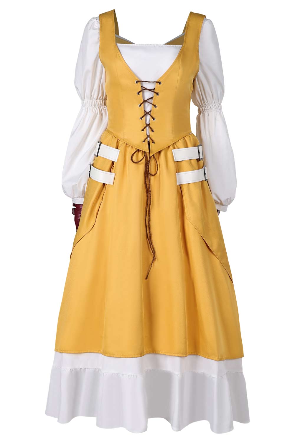 Game Final Fantasy XVI Aerith Gainsborough Yellow Dress Outfits Halloween Carnival Suit Cosplay Costume