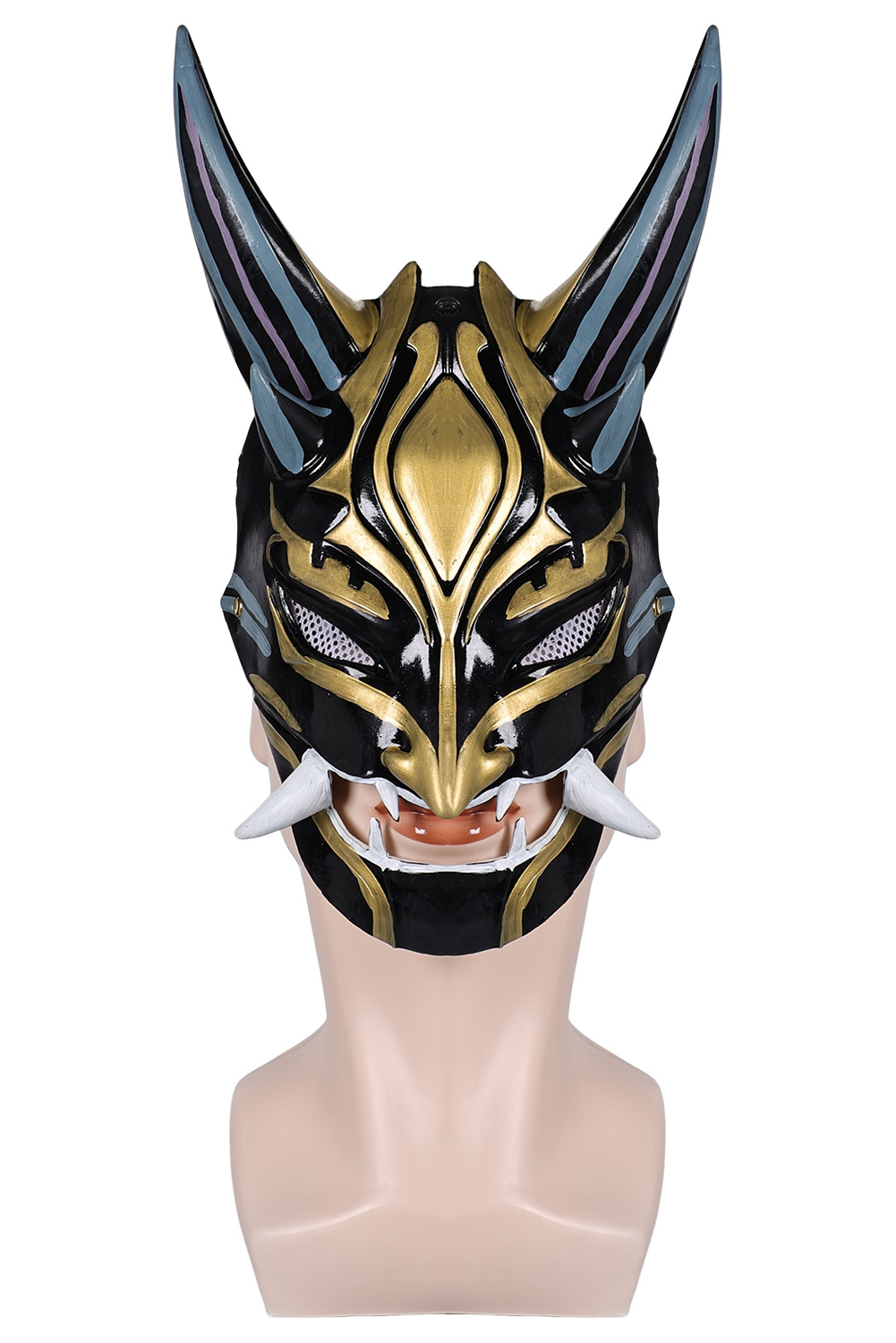 Game Genshin Impact Xiao Cosplay Latex Black Masks Helmet Masquerade Halloween Party Costume Props