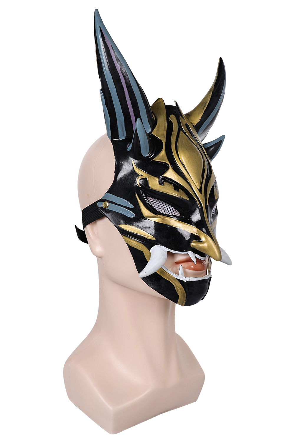 Game Genshin Impact Xiao Cosplay Latex Black Masks Helmet Masquerade Halloween Party Costume Props