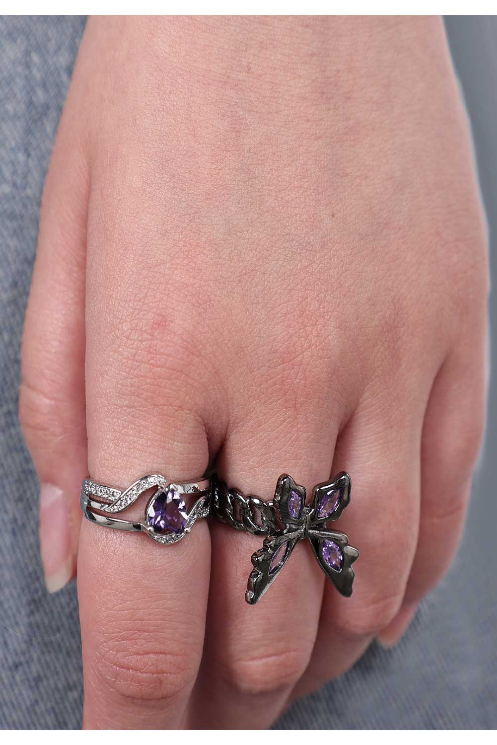 Game Valorant Clove Cosplay Love Ring Butterfly Rings Set Halloween Costume Accessories