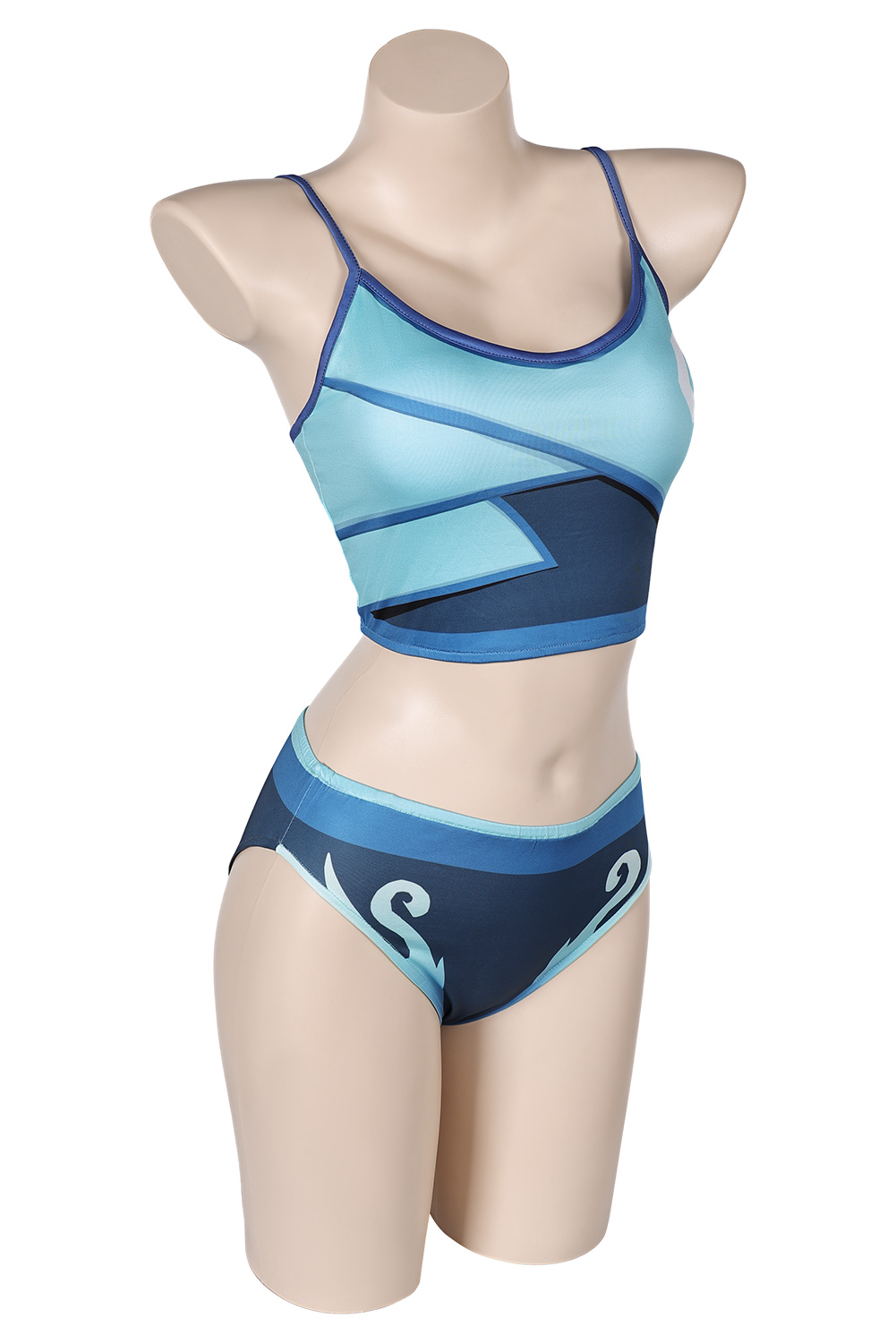 Game Valorant Jett Blue Printed 2 Piece Bikinis Set Swimsuit Outfits Halloween Carnival Suit Cosplay Costume Original Design