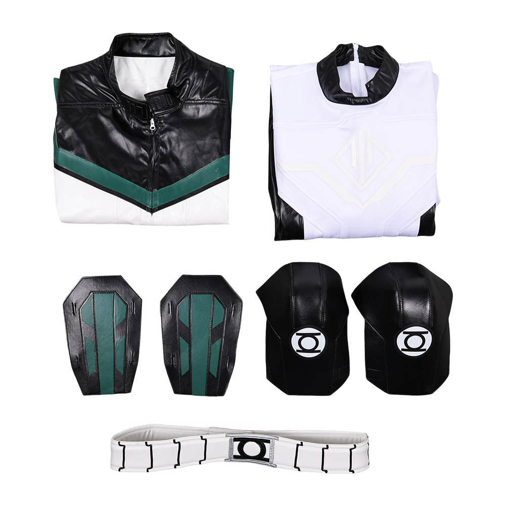 Guy Gardner Green Lantern Uniform Leather Jacket Jumpsuit Set Halloween Carnival Party Cosplay Costume