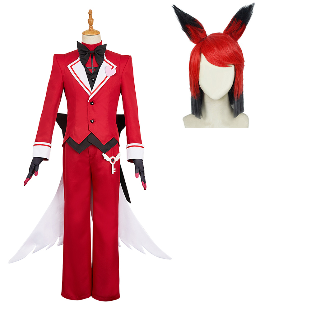 Hazbin Hotel Alastor Maid and Butler Cafe Red Bulter Uniform Halloween Carnival Party Cosplay Costume