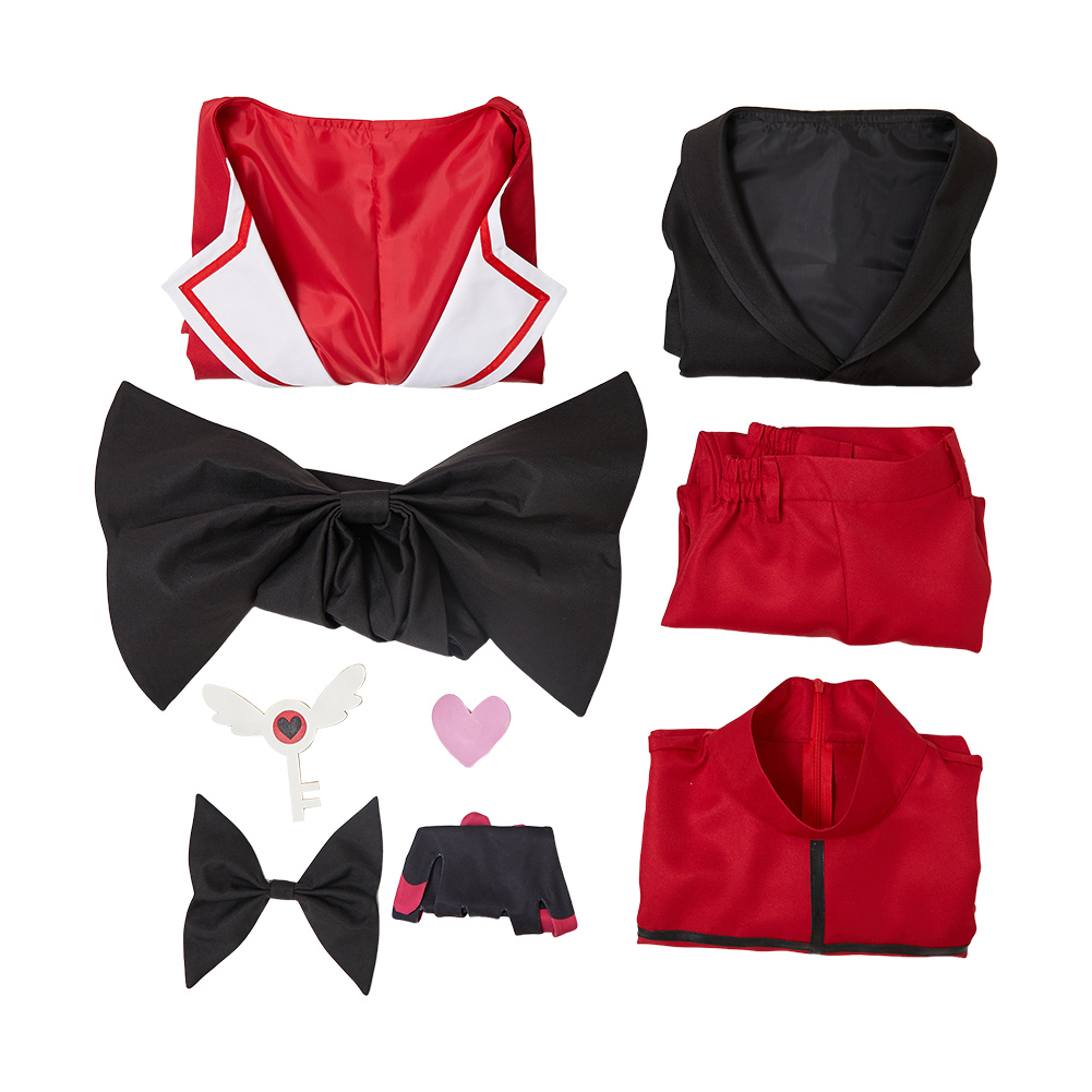 Hazbin Hotel Alastor Maid and Butler Cafe Red Bulter Uniform Halloween Carnival Party Cosplay Costume