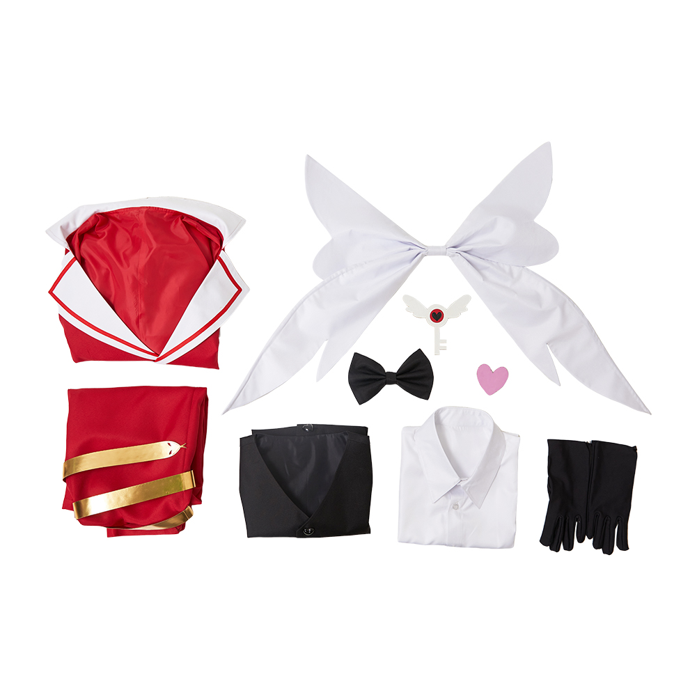 Hazbin Hotel  Lucifer Maid and Butler Cafe Bulter Red Unifrom Halloween Carnival Party Cosplay Costume