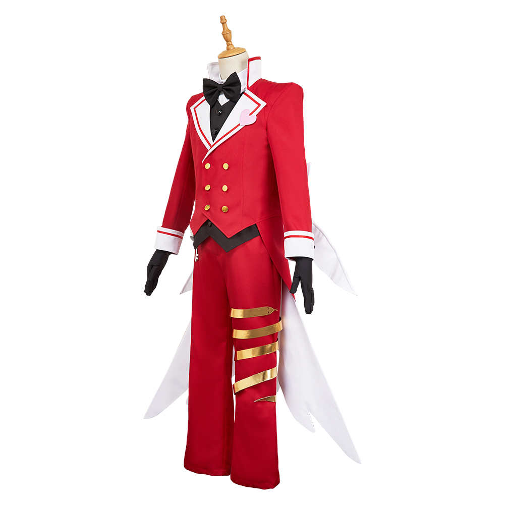Hazbin Hotel  Lucifer Maid and Butler Cafe Bulter Red Unifrom Halloween Carnival Party Cosplay Costume