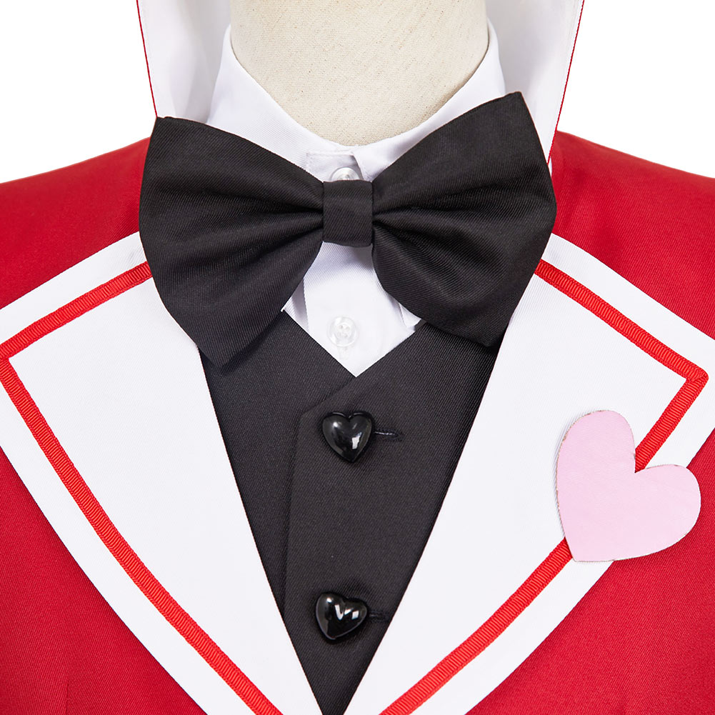 Hazbin Hotel  Lucifer Maid and Butler Cafe Bulter Red Unifrom Halloween Carnival Party Cosplay Costume