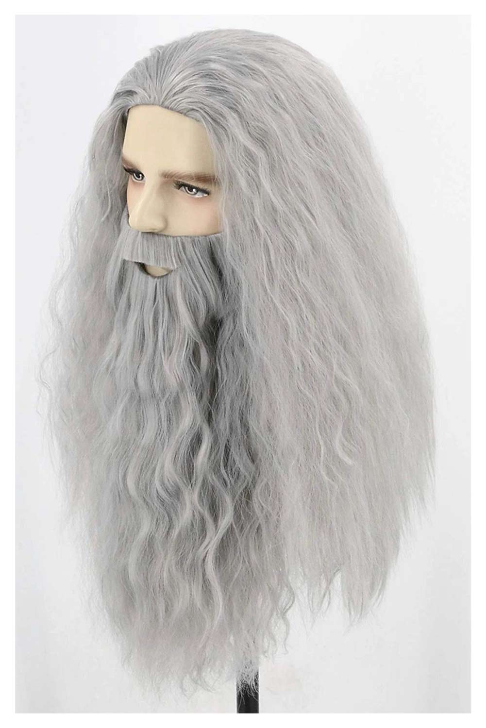 Hobbits Gandalf Dumbledore Elderly Wizard Cosplay Wig Heat Resistant Synthetic Hair and Beard Carnival Halloween Party Costume Accessories