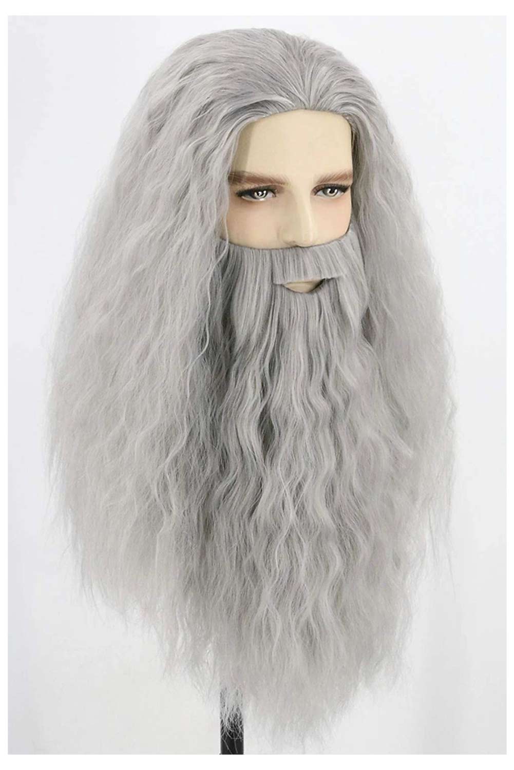 Hobbits Gandalf Dumbledore Elderly Wizard Cosplay Wig Heat Resistant Synthetic Hair and Beard Carnival Halloween Party Costume Accessories