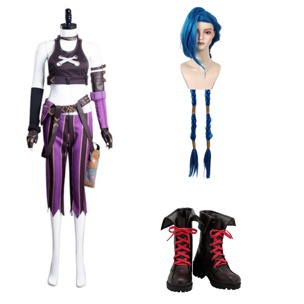 Arcane: League of Legend Jinx Fullset Outfits Halloween Carnival Cosplay Costume 