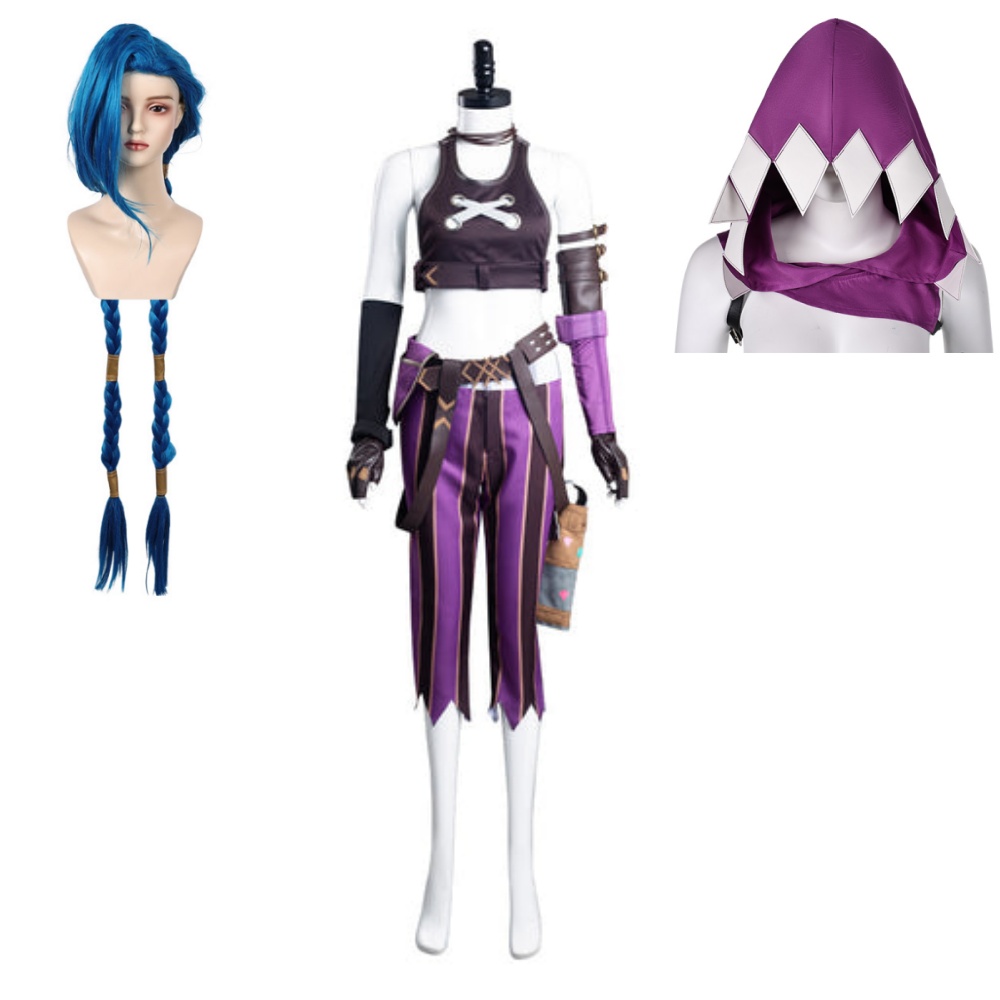 Arcane: League of Legend Jinx Fullset Outfits Halloween Carnival Cosplay Costume 