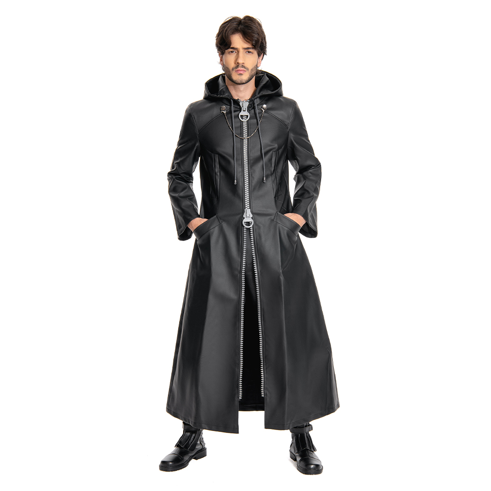 Kingdom Hearts III-office Black Leather Coat Uniform Cosplay Costume