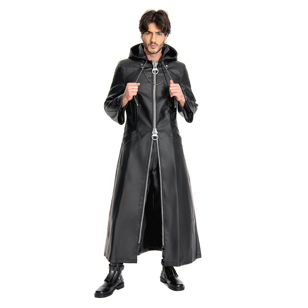 Kingdom Hearts III-office Black Leather Coat Uniform Cosplay Costume