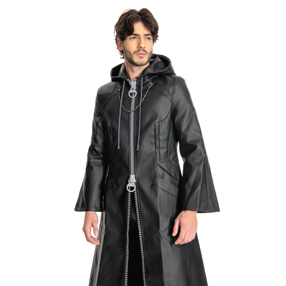 Kingdom Hearts III-office Black Leather Coat Uniform Cosplay Costume
