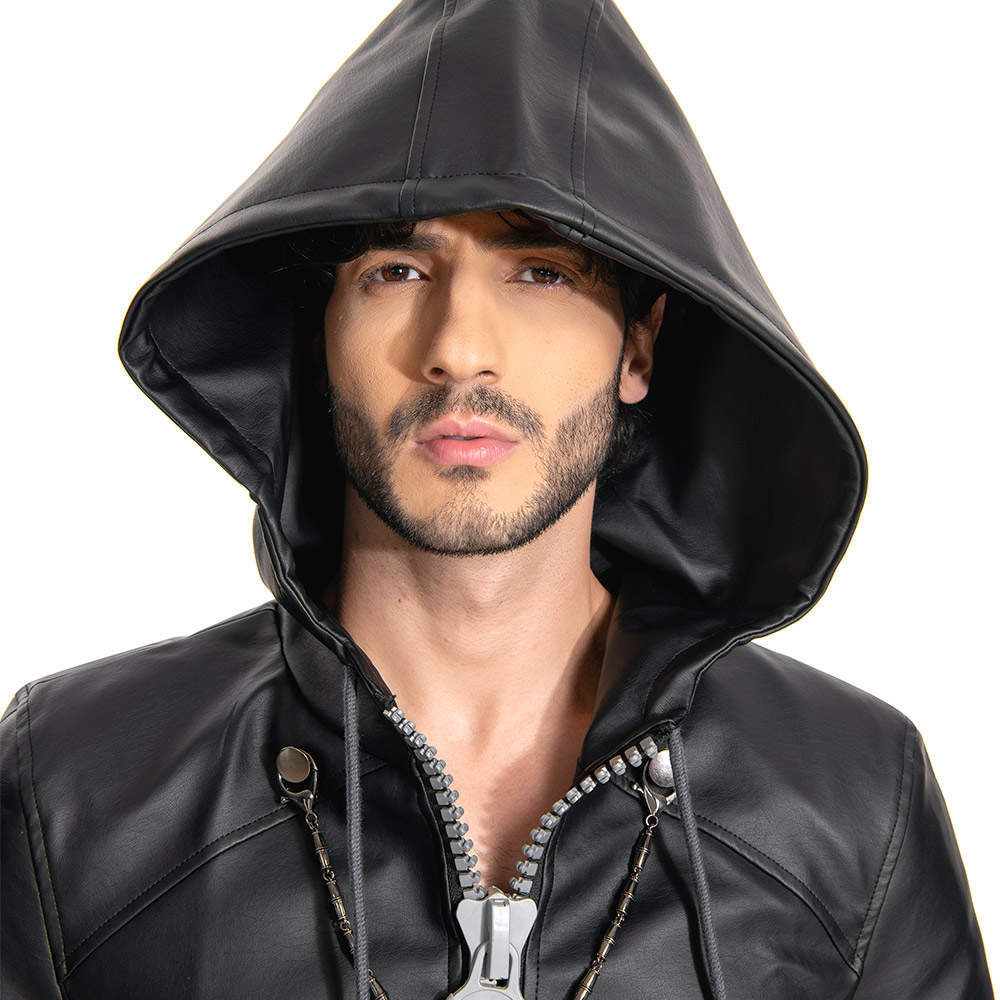 Kingdom Hearts III-office Black Leather Coat Uniform Cosplay Costume