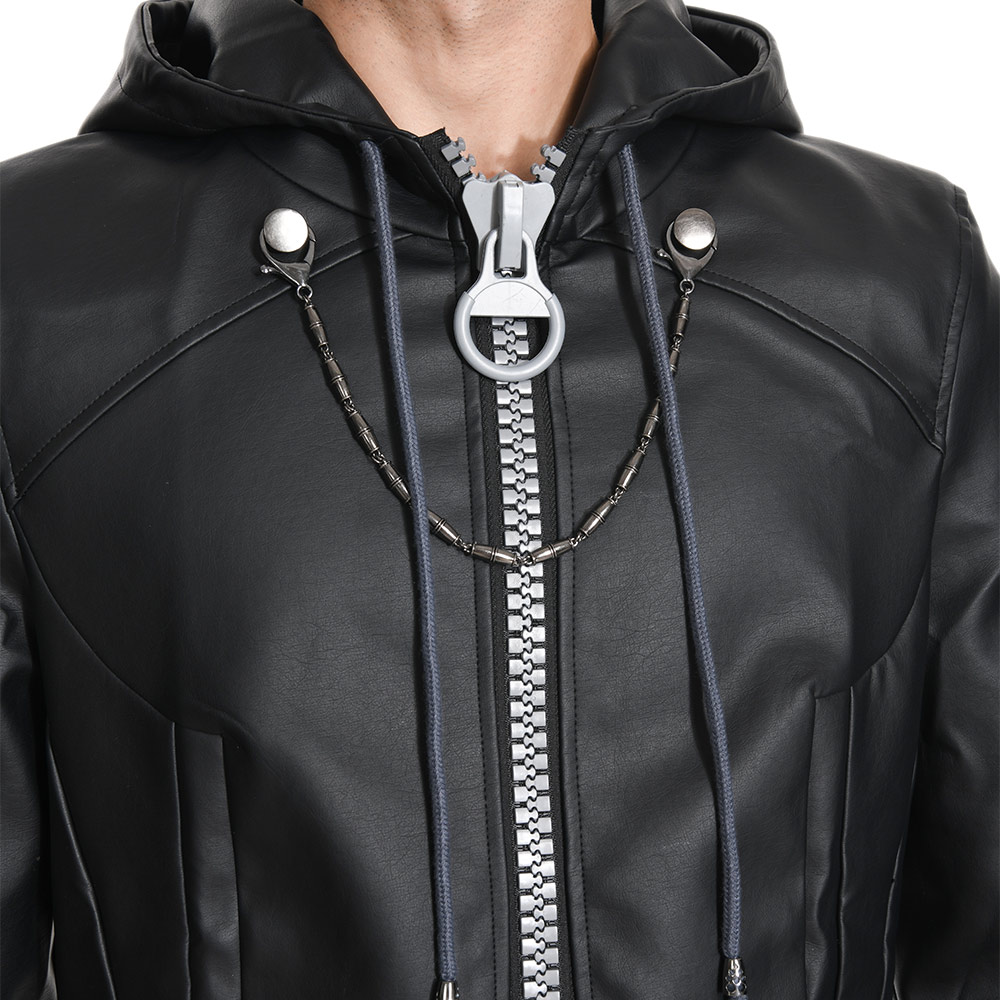 Kingdom Hearts III-office Black Leather Coat Uniform Cosplay Costume