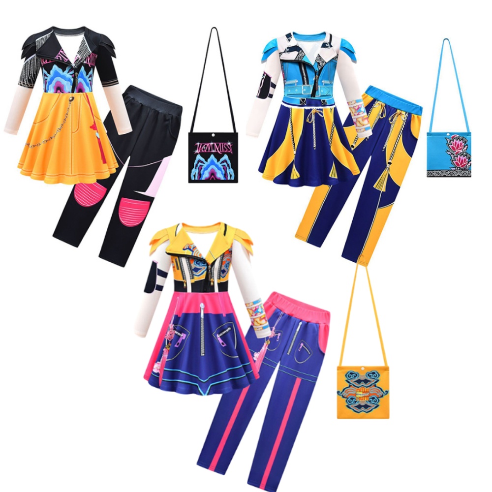 Kpop Demon Hunters Huntrix Kids Children Dress Pants Bag Set Halloween Carnival Party Cosplay Costume