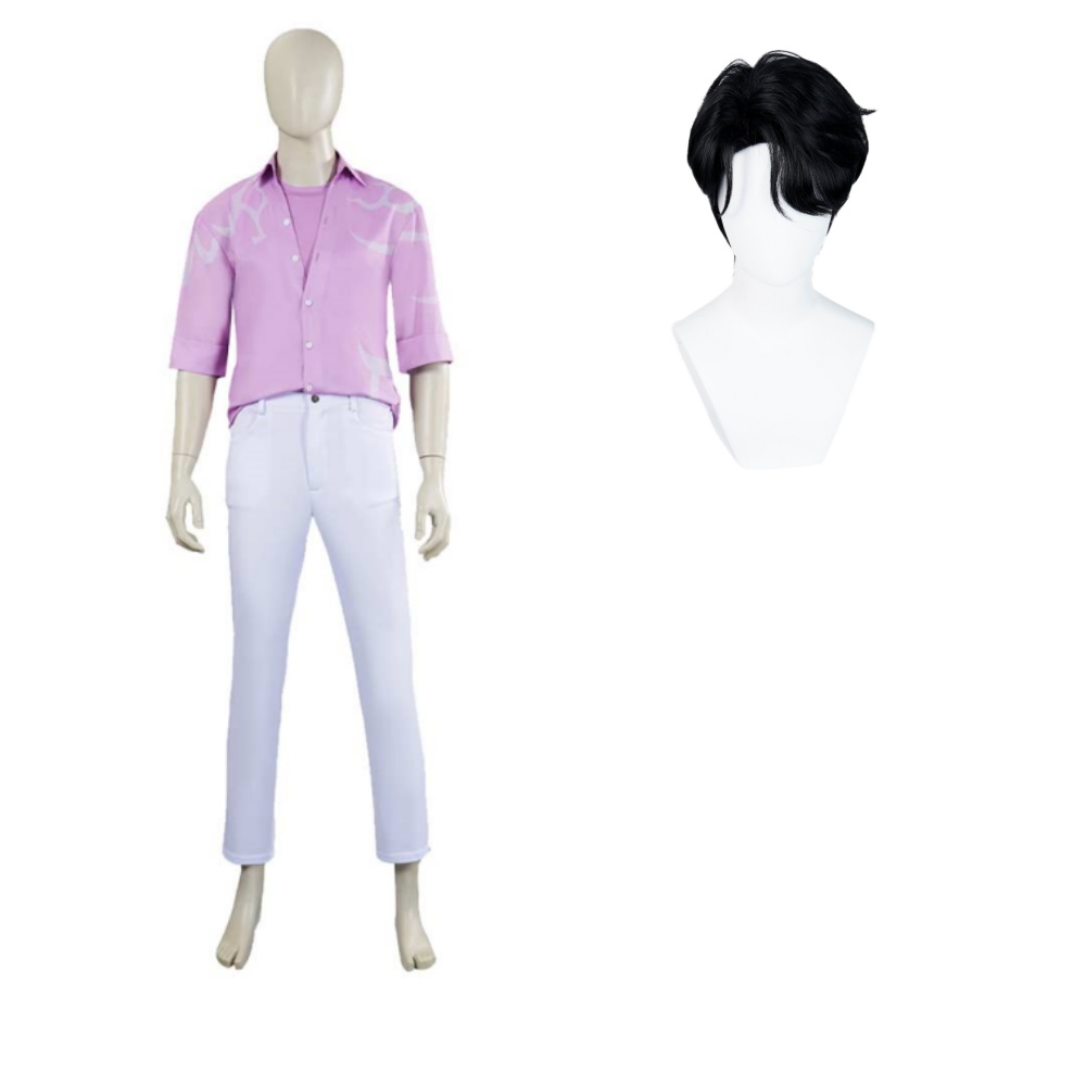 Kpop Demon Hunters Jinu Pink Shirt Pants Set Halloween Carnival Party Cosplay Costume