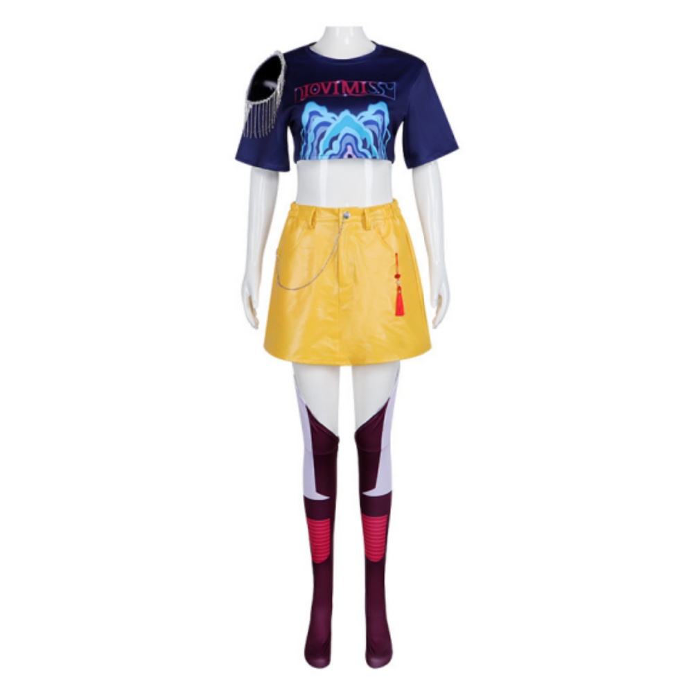 Kpop Demon Hunters Mira Black Top Skirt Stock Set Stage Outfits Halloween Carnival Party Cosplay Costume