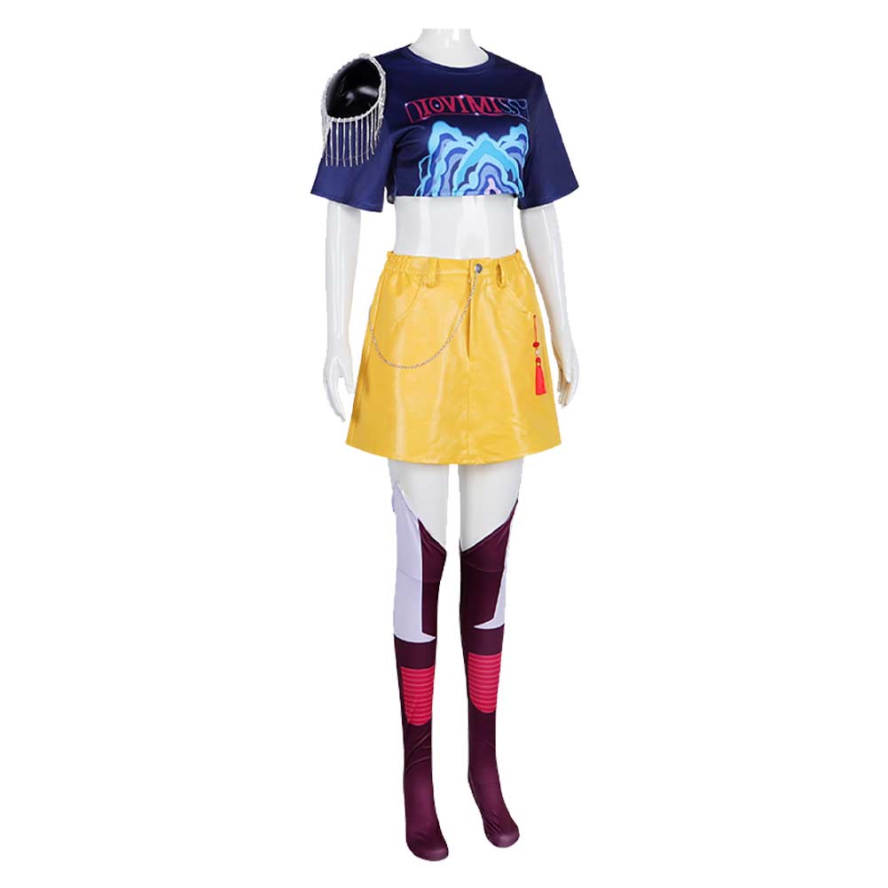 Kpop Demon Hunters Mira Black Top Skirt Stock Set Stage Outfits Halloween Carnival Party Cosplay Costume