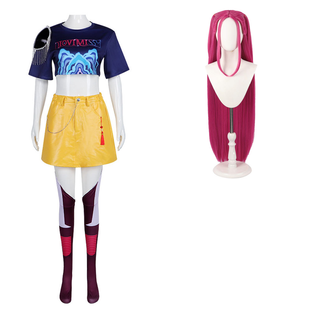 Kpop Demon Hunters Mira Black Top Skirt Stock Set Stage Outfits Halloween Carnival Party Cosplay Costume