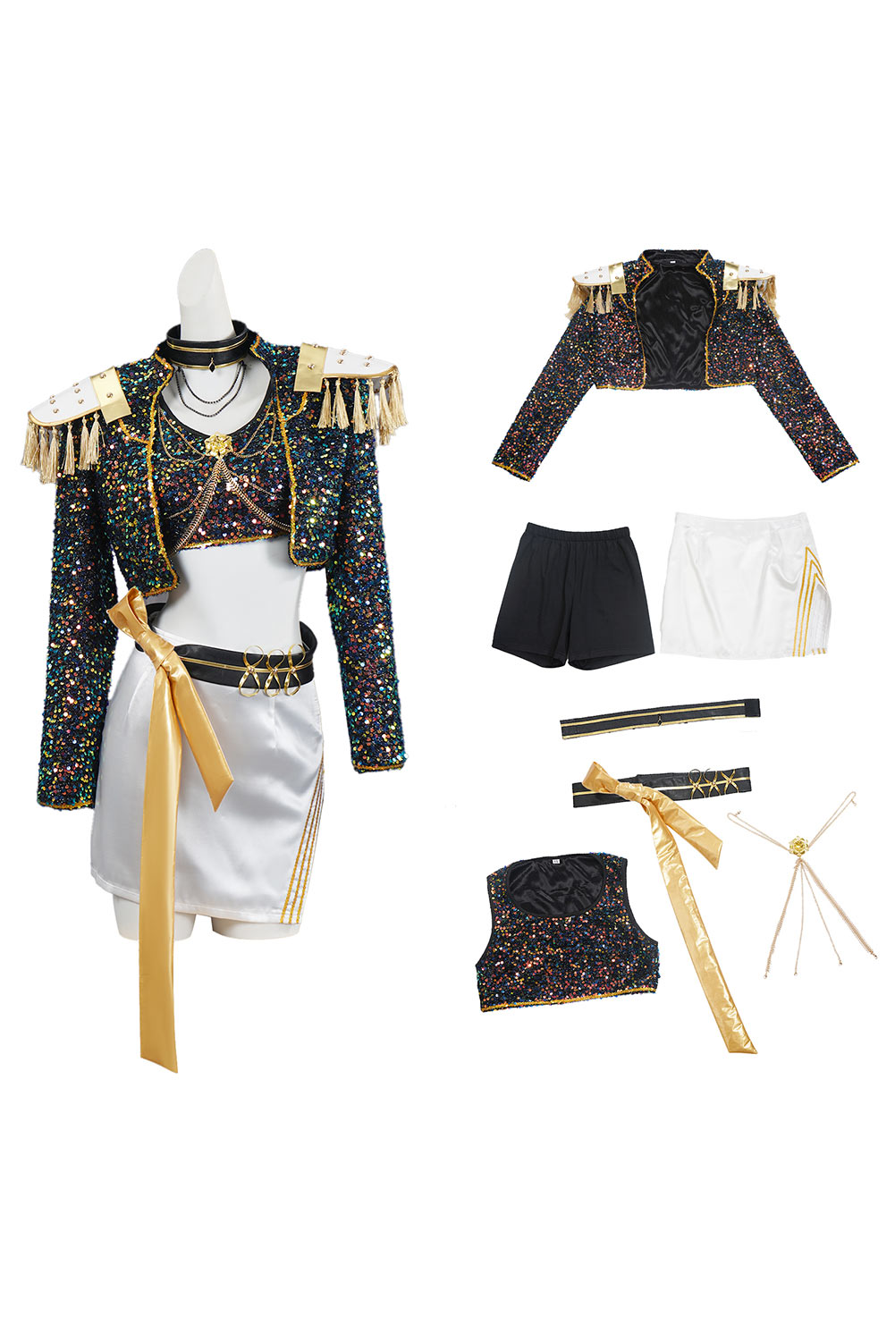 Kpop Demon Hunters Mira Golden Black Uniform Kids Outfits Halloween Carnival Party Cosplay Costume