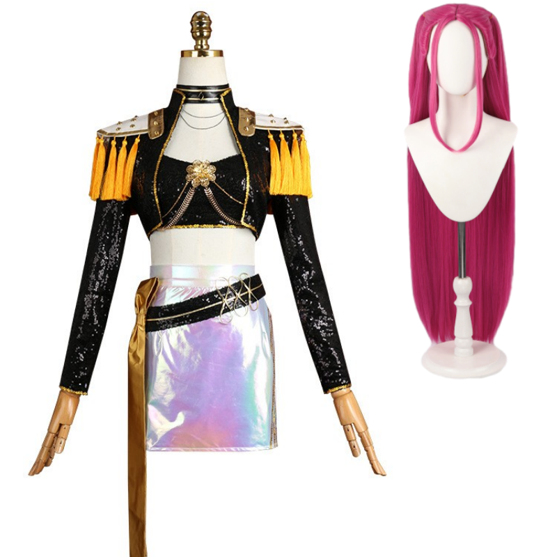 Kpop Demon Hunters Mira Golden Black Uniform Stage Outfits Halloween Carnival Party Cosplay Costume