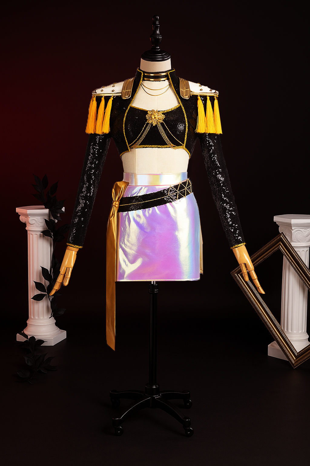 Kpop Demon Hunters Mira Golden Black Uniform Stage Outfits Halloween Carnival Party Cosplay Costume