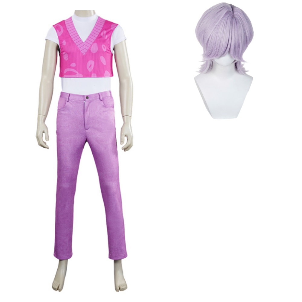 Kpop Demon Hunters Mystery Saja Boys Pink Top Pants Set Halloween Carnival Party Cosplay Costume