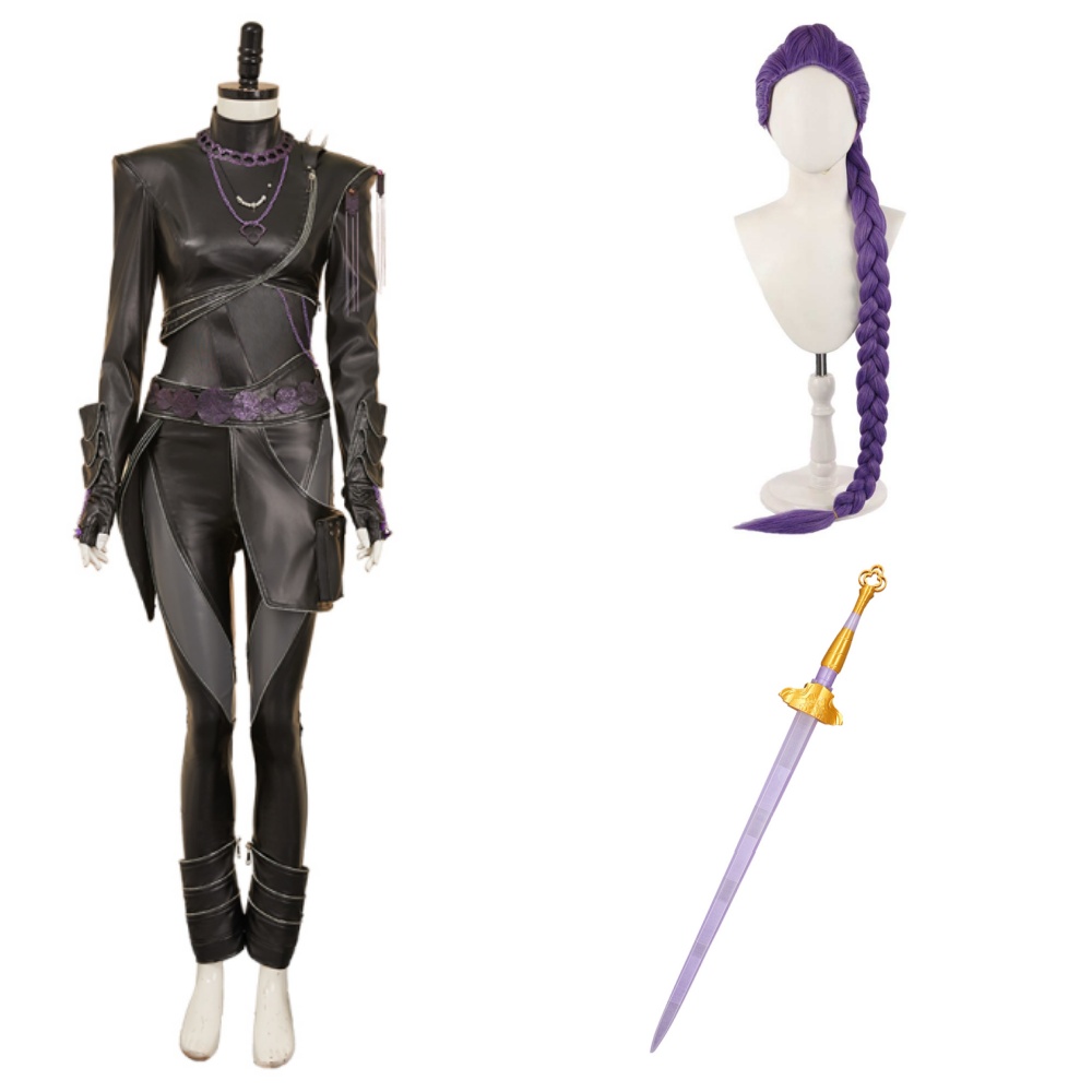 Kpop Demon Hunters Rumi Black Battle Suit Set Halloween Carnival Party Cosplay Costume