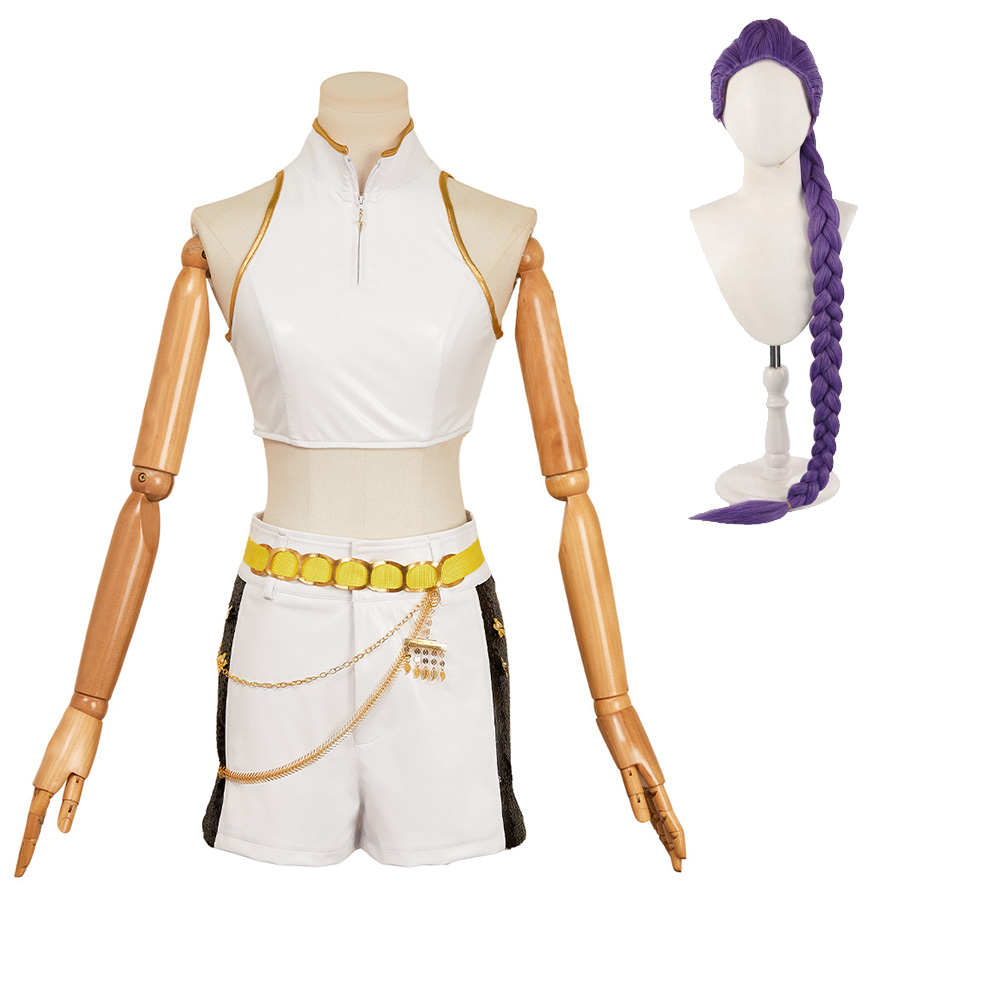 Kpop Demon Hunters Rumi White Stage Fullset Outfits Halloween Carnival Party Cosplay Costume