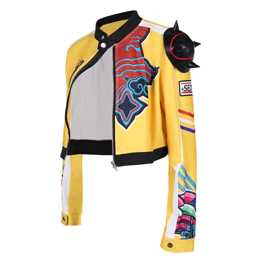 Kpop Demon Hunters Rumi Yellow Leather Jacket Halloween Carnival Party Cosplay Costume