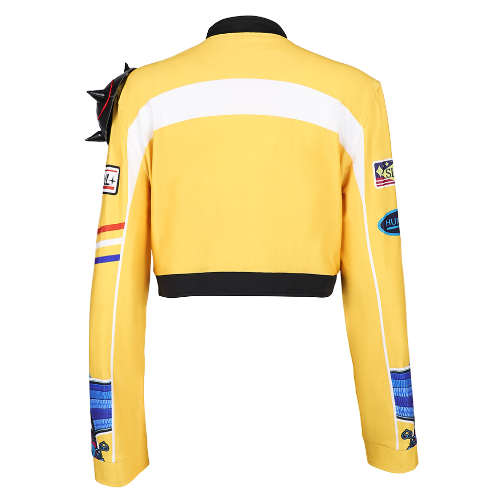 Kpop Demon Hunters Rumi Yellow Leather Jacket Halloween Carnival Party Cosplay Costume