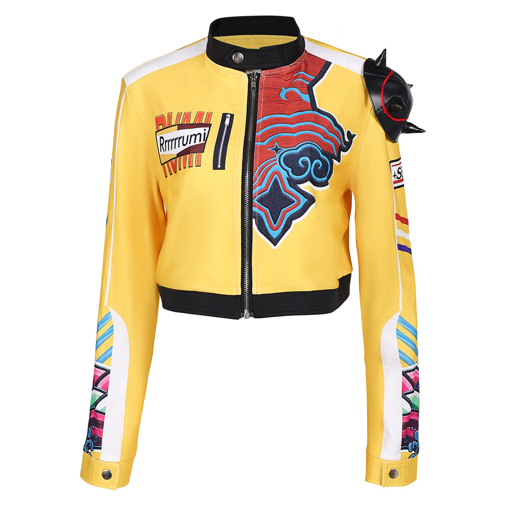 Kpop Demon Hunters Rumi Yellow Leather Jacket Halloween Carnival Party Cosplay Costume