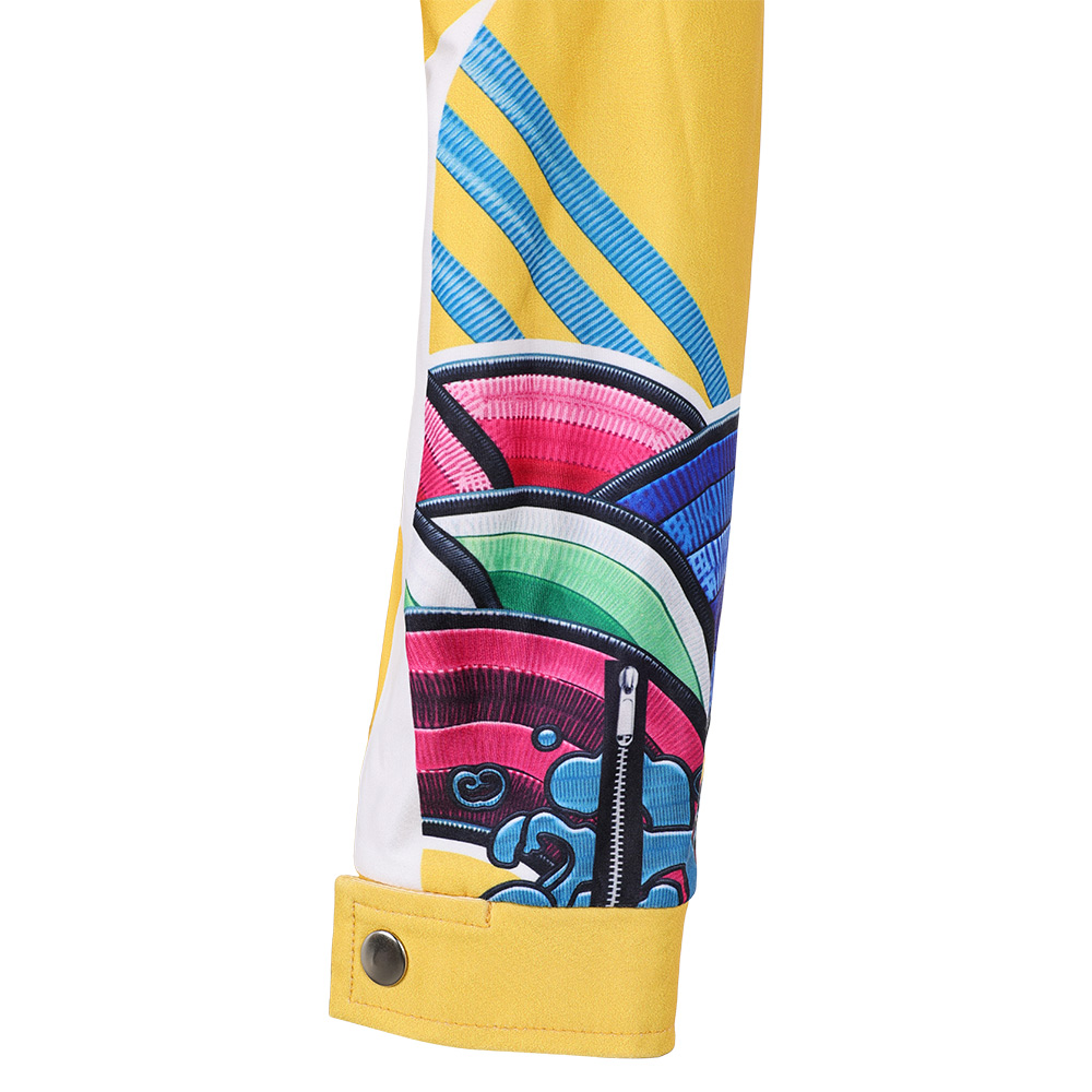 Kpop Demon Hunters Rumi Yellow Leather Jacket Halloween Carnival Party Cosplay Costume