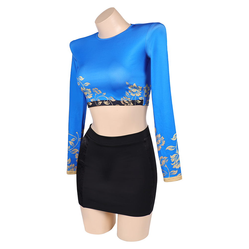 Kpop Demon Hunters Zoey Blue Top Pants Set Gala Outfits Halloween Carnival Party Cosplay Costume