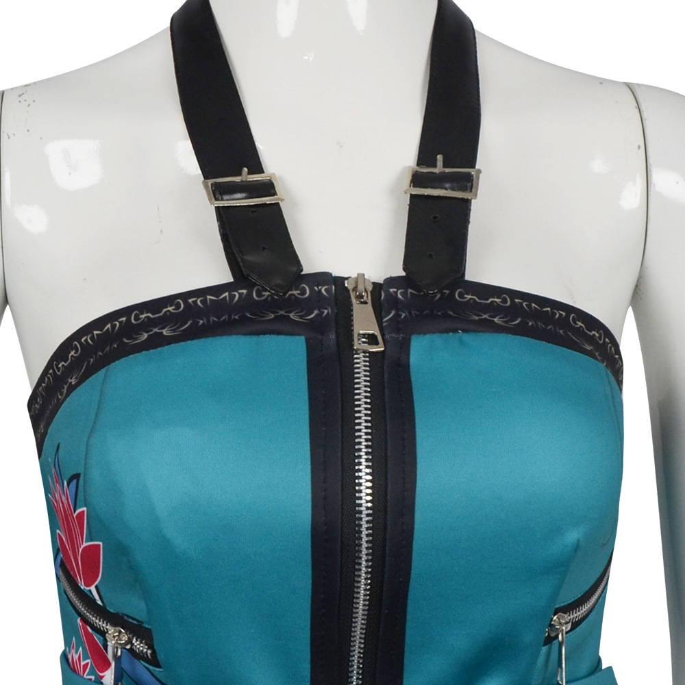 Kpop Demon Hunters Zoey Blue Top Pants Set Stage Outfits Halloween Carnival Party Cosplay Costume