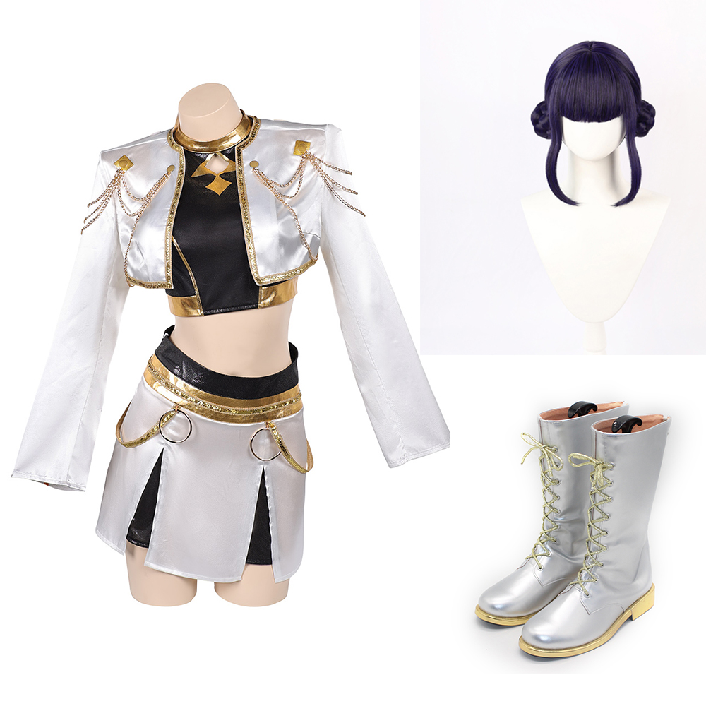 Kpop Demon Hunters Zoey Golden White Uniform Halloween Carnival Party Cosplay Costume