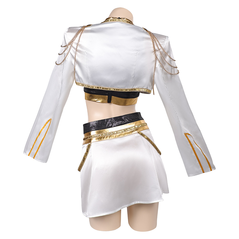 Kpop Demon Hunters Zoey Golden White Uniform Halloween Carnival Party Cosplay Costume