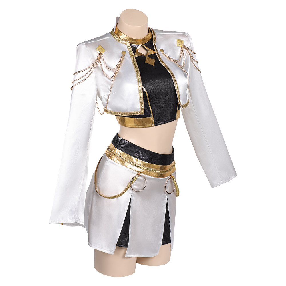 Kpop Demon Hunters Zoey Golden White Uniform Halloween Carnival Party Cosplay Costume
