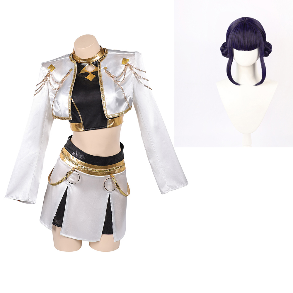 Kpop Demon Hunters Zoey Golden White Uniform Halloween Carnival Party Cosplay Costume